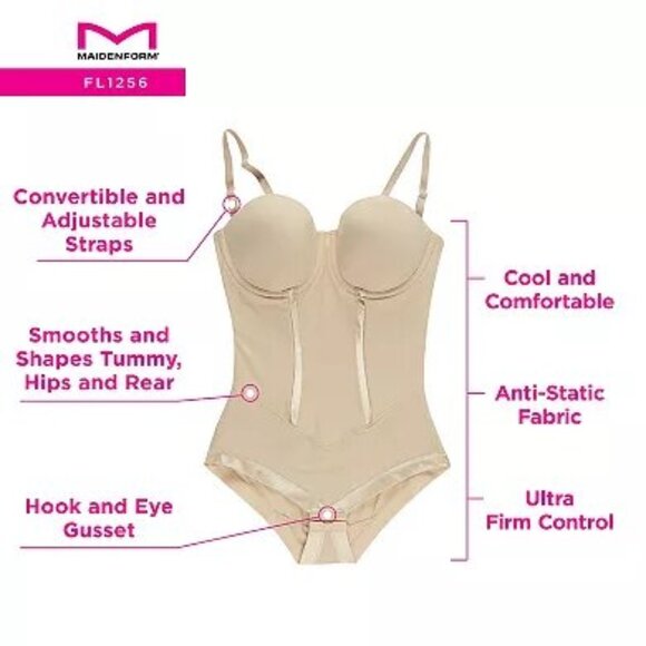 **Maidenform** Ultra Firm Bodysuit Strapless 34D #1256 NWOT - Picture 2 of 5